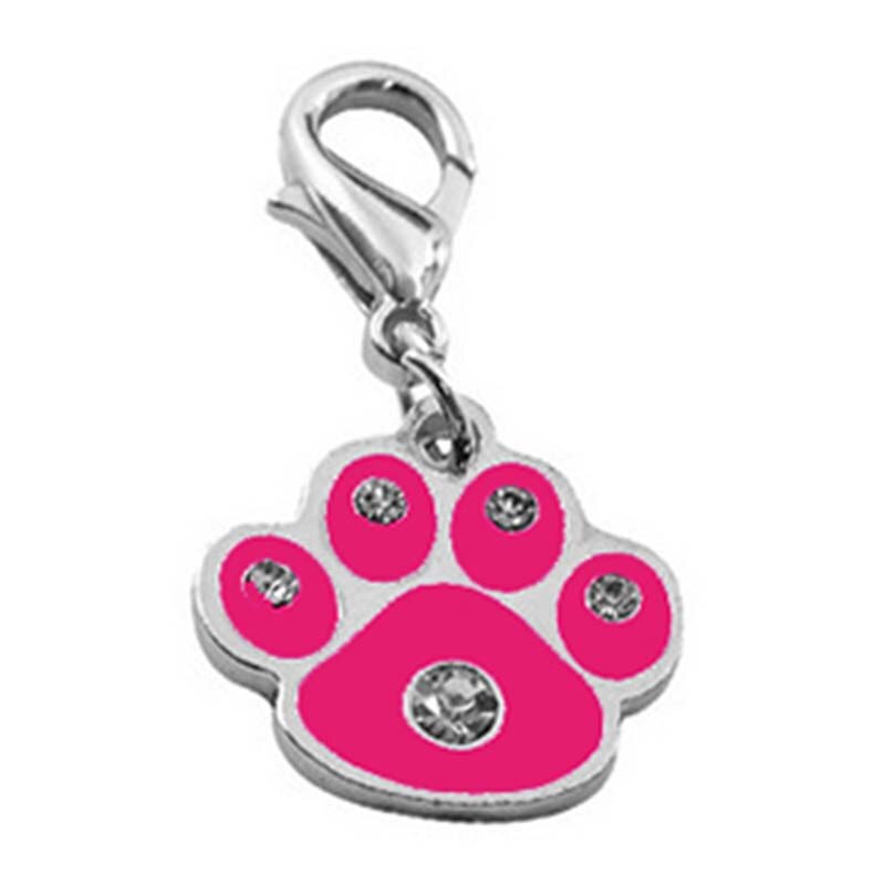 Collar con huella colgante de plata con diamantes huella de perro y gato