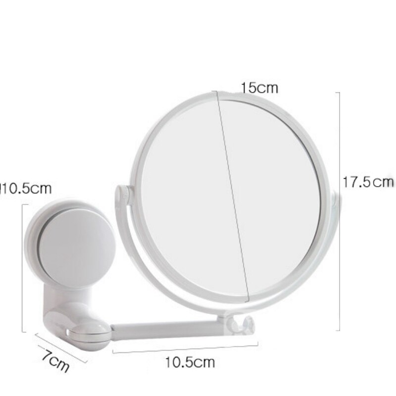 Miroir de salle de bain moderne sans perçage, miroir de maquillage à 2 côtés, miroir de rasage mural à ventouse, bras pliant extensible, accessoires de bain ronds