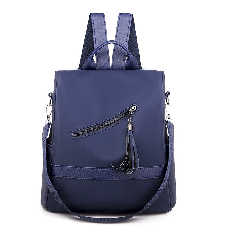 Anti-Diefstal Rugzak Kwastje Lederen Riem Rugzak Voor Vrouwen Hoge Capaciteit Oxford Tas Voor Vrouwen Leisure Luxe tas: blue