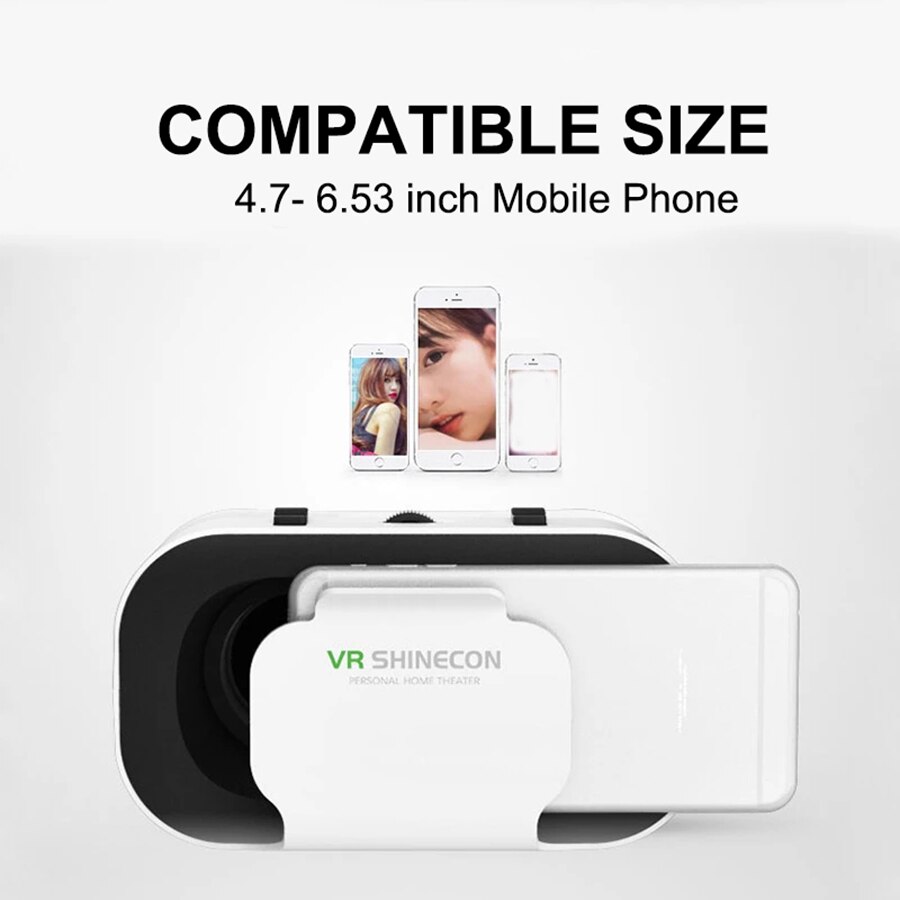 SHINECON-Mini gafas de realidad Virtual VR 3D, 360 grados, casco para teléfonos inteligentes de 4,7-6,53 pulgadas, caja de películas y videojuegos