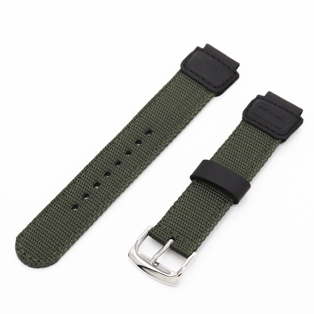 18mm Nylon Canvas Watch Strap for Casio SGW-300/400/500H W-735H W-S200H AE-1200/1000W AEQ-110W AQ-S810 Replacement Band Bracelet: Army green 02