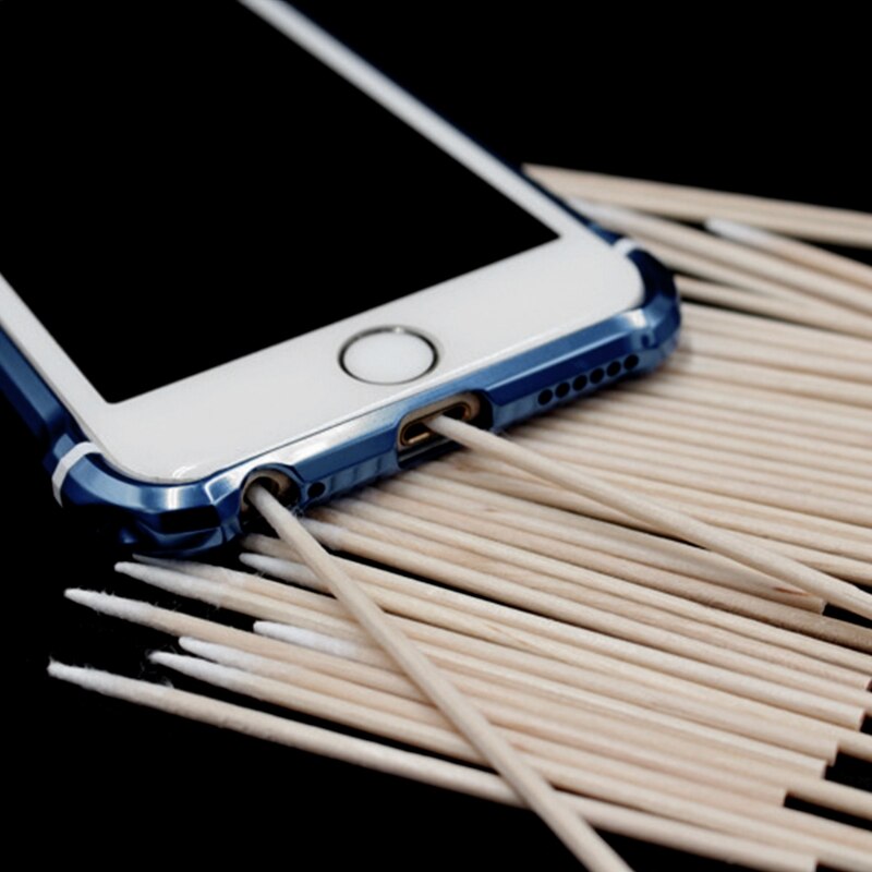 100Pcs Katoen Wegwerp Stok Schoon Tool Voor Airpods Oortelefoon Telefoon Lading Poort