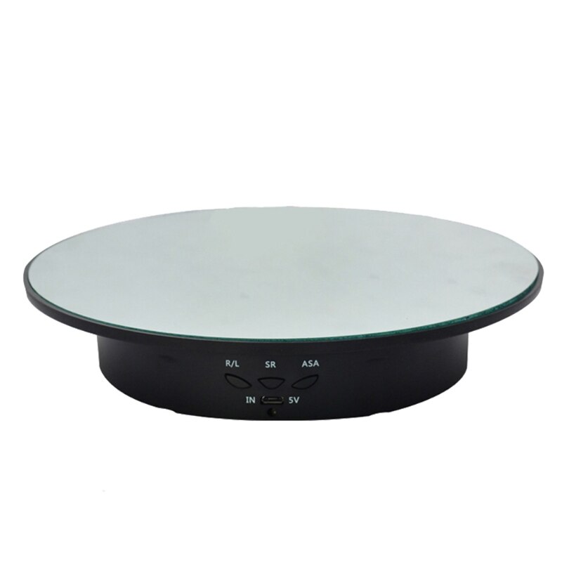 3 Speeds 20cm Intelligent Electric Rotating Display Stand Mirror Turntable Jewelry Holder Battery USB Power: 6