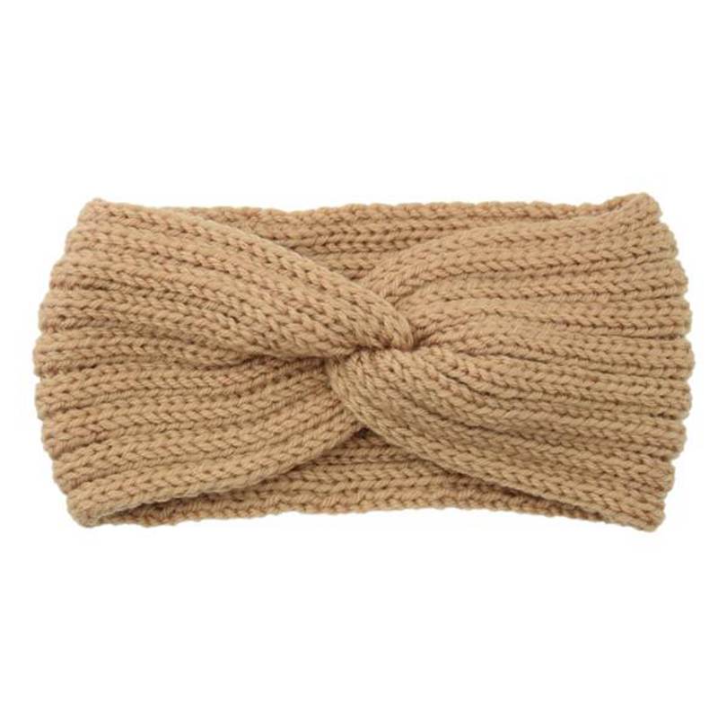 Winter Quer Knoten Stirnband Einfarbig Gestrickte Warme Haarband Dame Weibliche Haar Zubehör Wärmer Ohr Häkeln Elastische Haar Bands: khaki