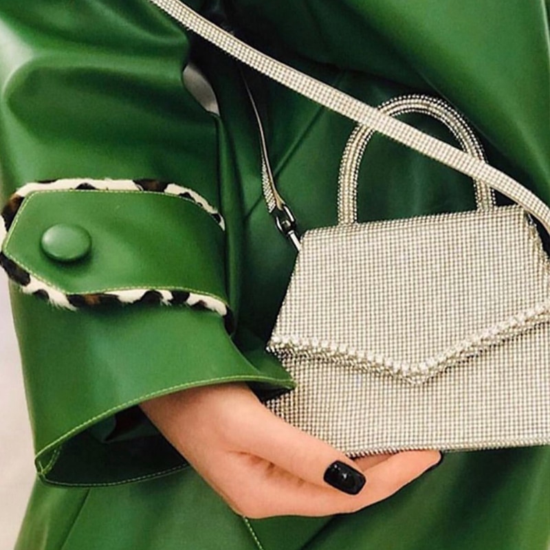 Sac à main trapézoïdal en strass pour femme, sacoche trapézoïdale Portable,