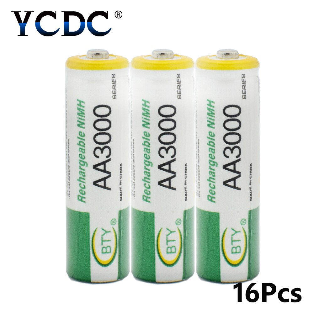 4/8/12/16/20 pièces pile Rechargeable AA LR6 pile 1.2v HI-MH 3000mAh piles AA pour appareils photo numériques télécommande BT Mouses: 16 Pcs