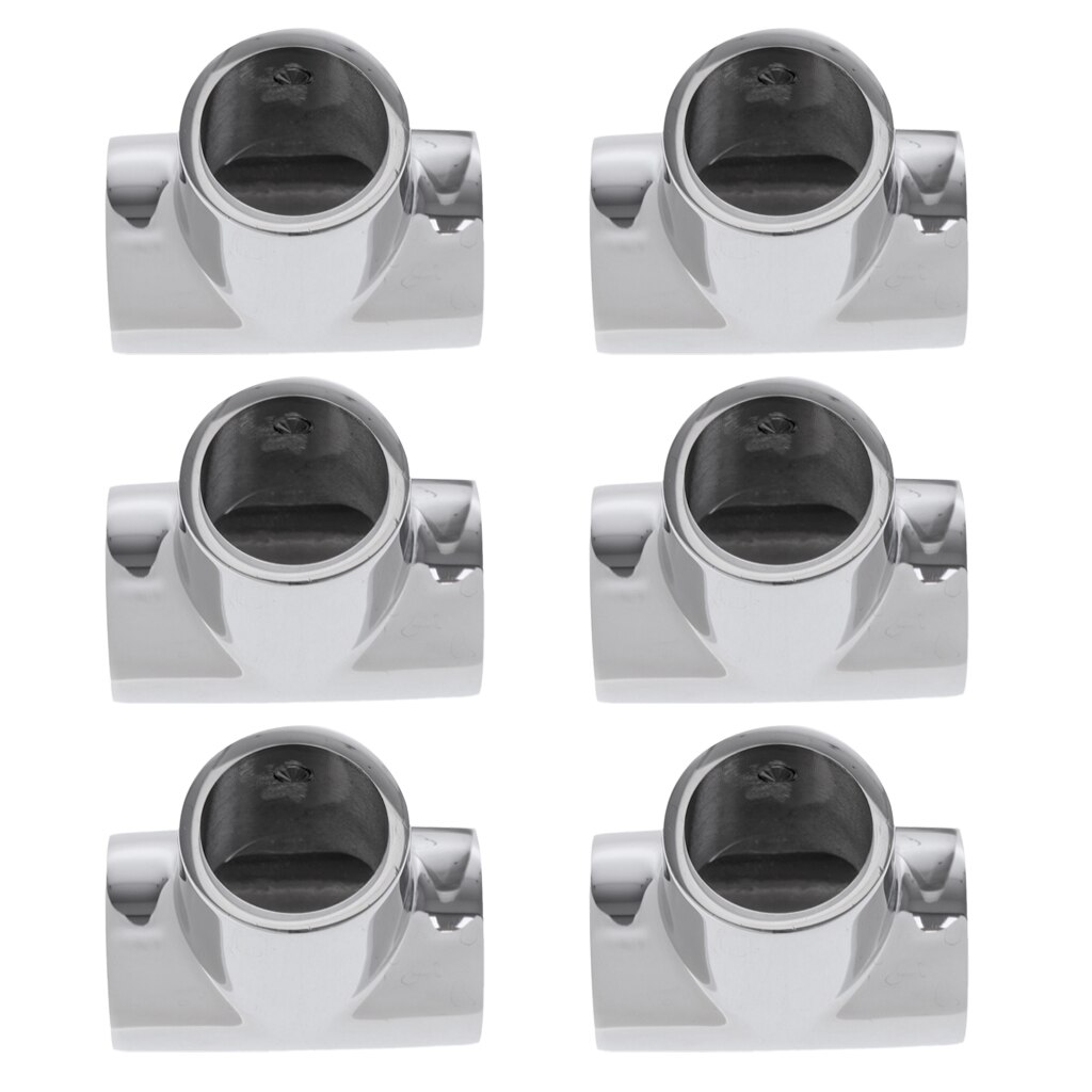 6 Pieces 25mm Boat Handrail Fittings 90 Degree Tee - 316 Stainless Steel