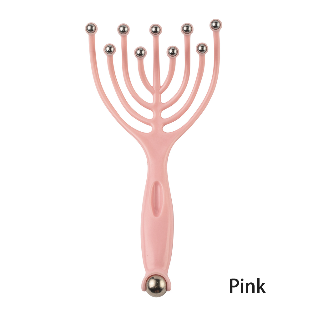 1pc Nine Claw Steel Ball Head Massage Instrument Head Relax Massager Stimulate Blood Circulate Scalp Relax Spa Pain Relief: 01-Pink