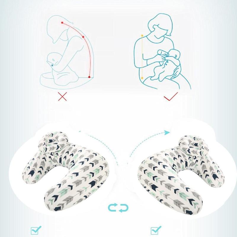 Oreillers d'allaitement pour bébés | 2 pièces/ensemble, oreiller d'allaitement pour bébé, coussin d'allaitement pour nourrissons en forme de U, coussin d'alimentation pour -né en coton