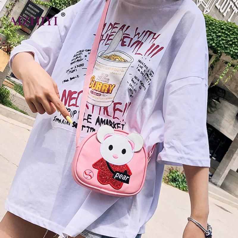 Children Casual Small Cute 3D Cartoon Pattern Shoulder Handbags Kids Girls PU Leather Mini Simple Zipper Crossbody Messenger Bag