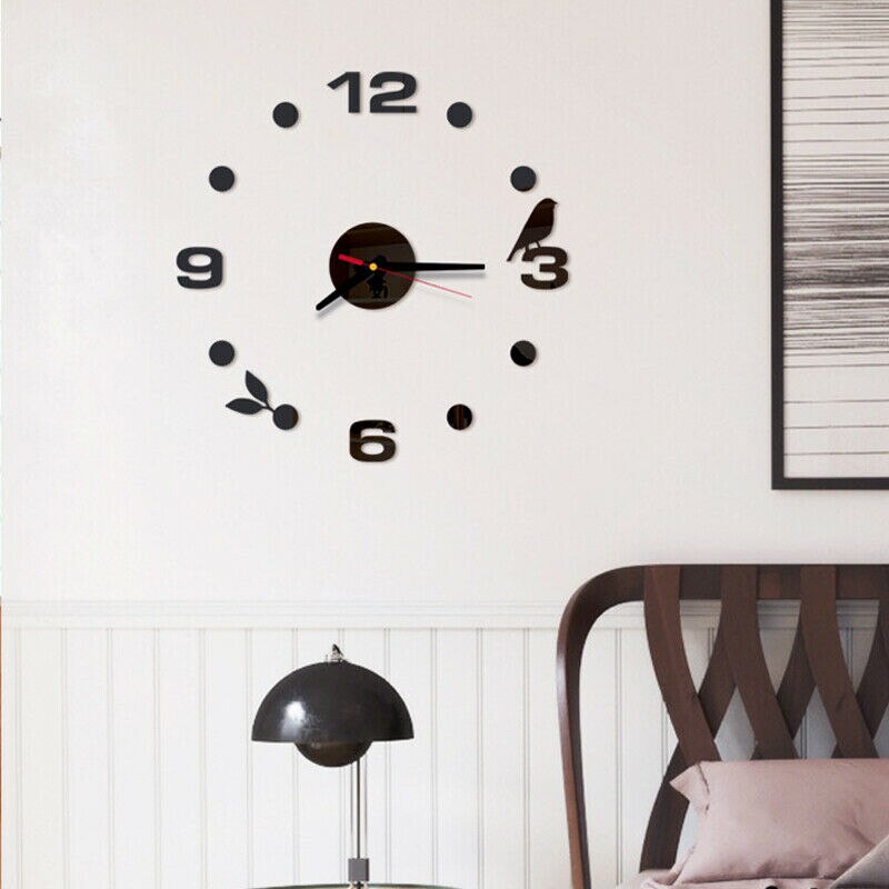 Modern DIY 3D Large Number Wall Clock Mirror Big Number Watch Sticker Decor Silent Home Office Kids Room Unique