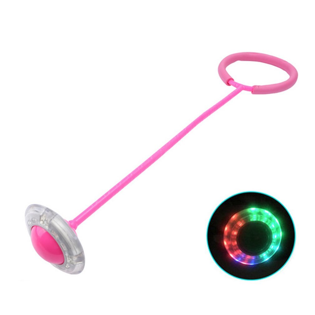 Bola de salto de juguete elástica para niños, juego de Yo, Anillo de pie luminoso, anillo de rotación: pink