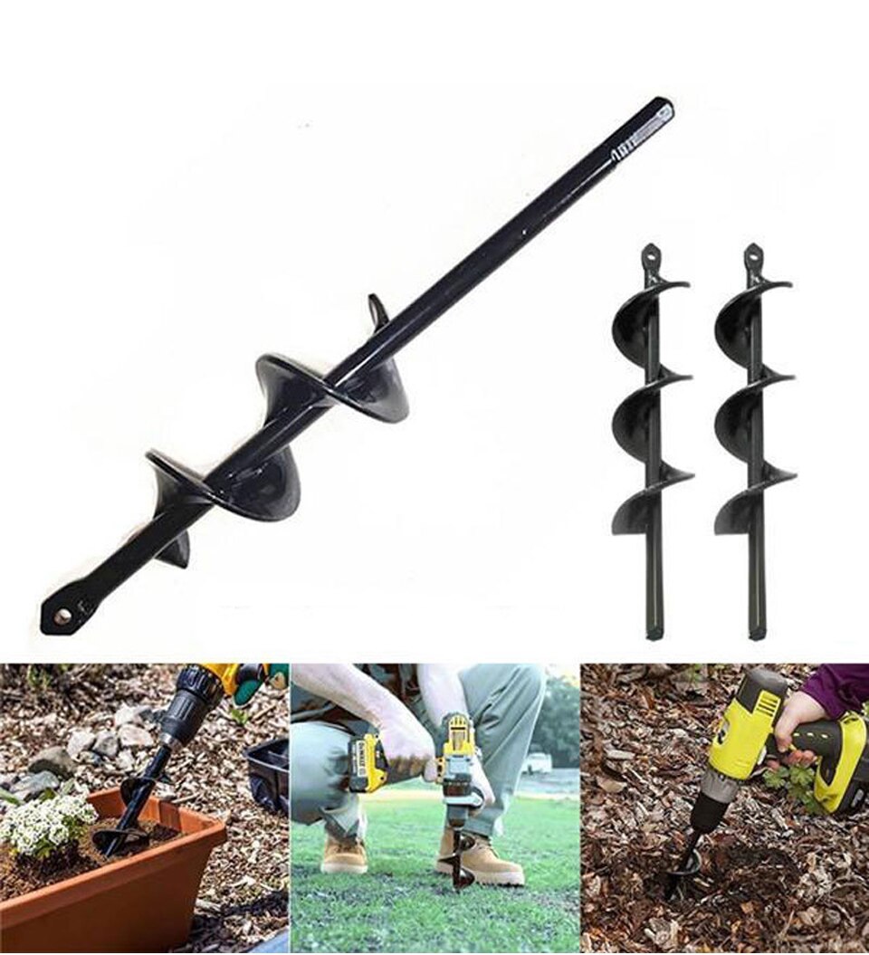 Sindax Garden Auger Spiral Drill Bit Roto Planter Bulb HEX Shaft Drill Auger Yard Gardening Bedding Planting Hole Digger Tool