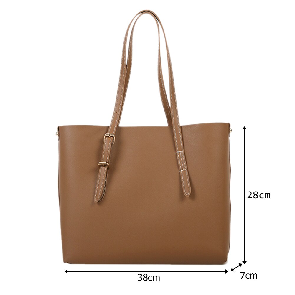 2 pièces/ensemble couleur unie PU sac à main femmes grande capacité décontracté dame épaule embrayage exquis sac à provisions