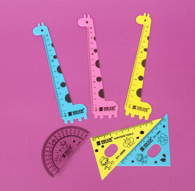 cute colorful Animal ruler set 4 style Triangle plate straightedge rulers a set super kawaii school student