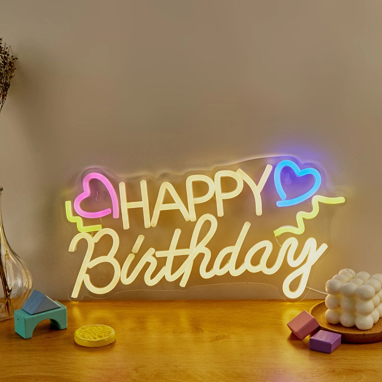 Chi kjøpe ledet neon gratulerer med dagen usb-drevne neonskilt dekorlampe skilt bursdag veggkunst til soverom rom bar butikk