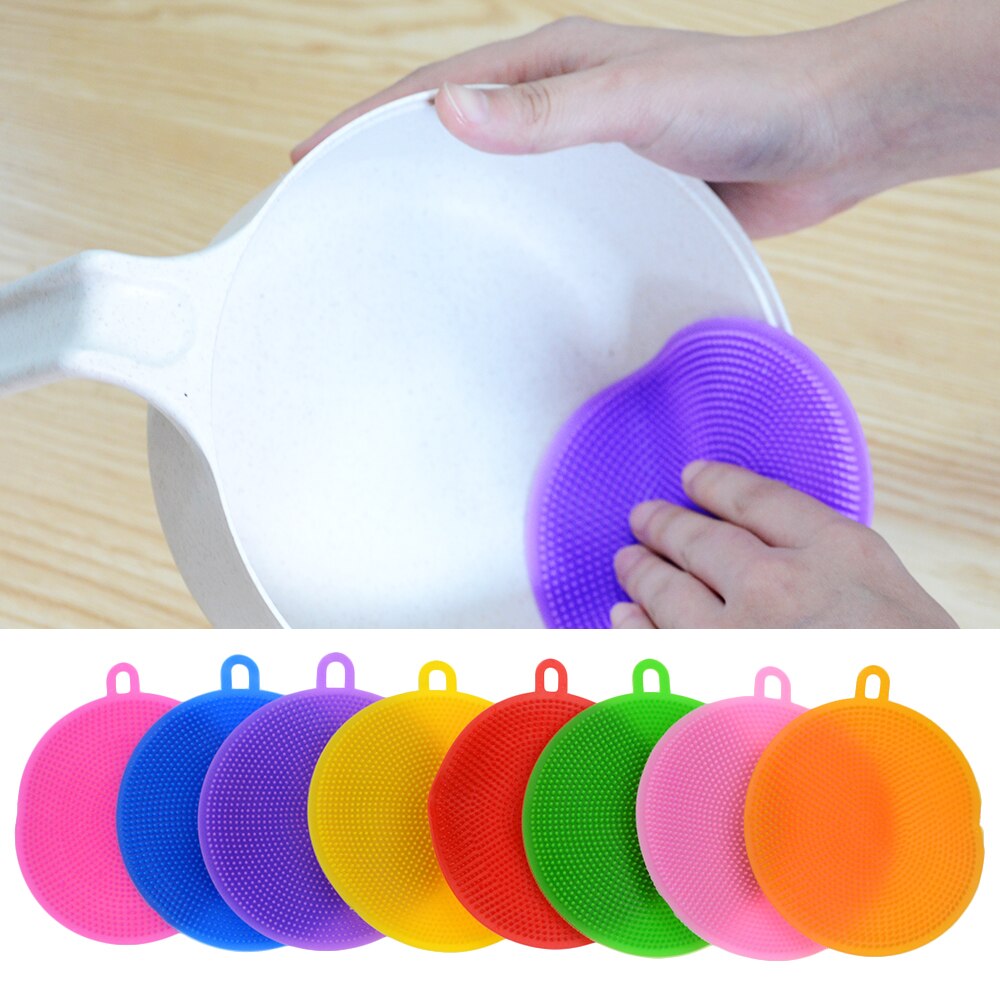 8 farver multifunktionel silicagel opvaskebørste opvaskeklud fortykning rengøringsmiddel rengøring køkken vaskeklud