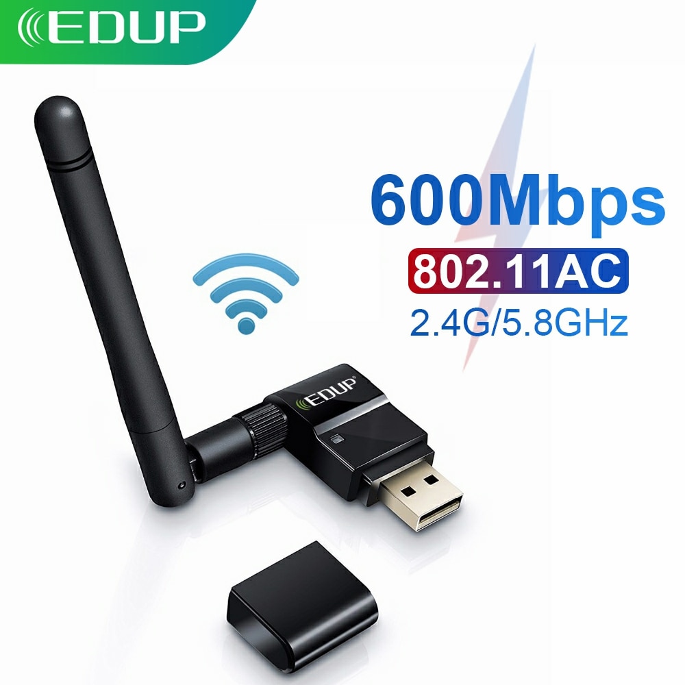 Edup 600Mbps Usb Wifi Adapter Ac Dual Band 2.4/5Ghz Usb Netwerkkaart Draadloze Ethernet Wifi Ontvanger voor Pc Laptop Windows Macos