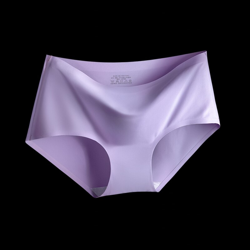 Innsly Summer Briefs Women&#39;s Seamless Panties Traceless One-Piece Underwear Hipster Ice Silk Female Underpants: Purple / XL(Europe Size-M)