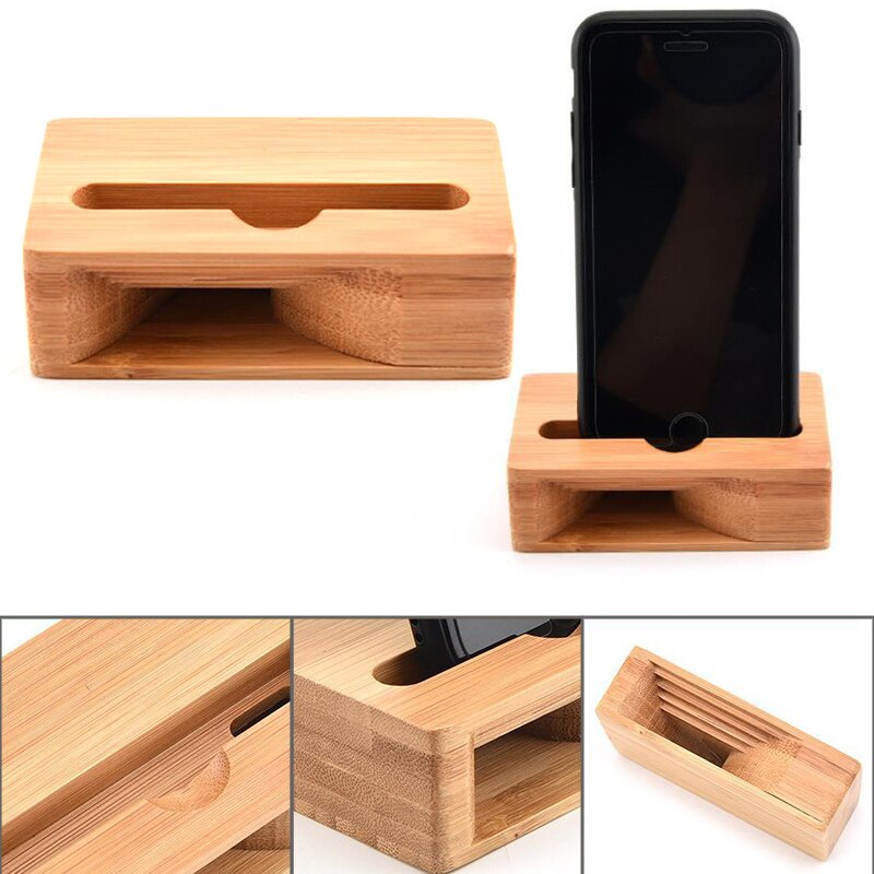 Universal bamboo phone sound amplifier, mobile phone holder stand, cell phone speaker