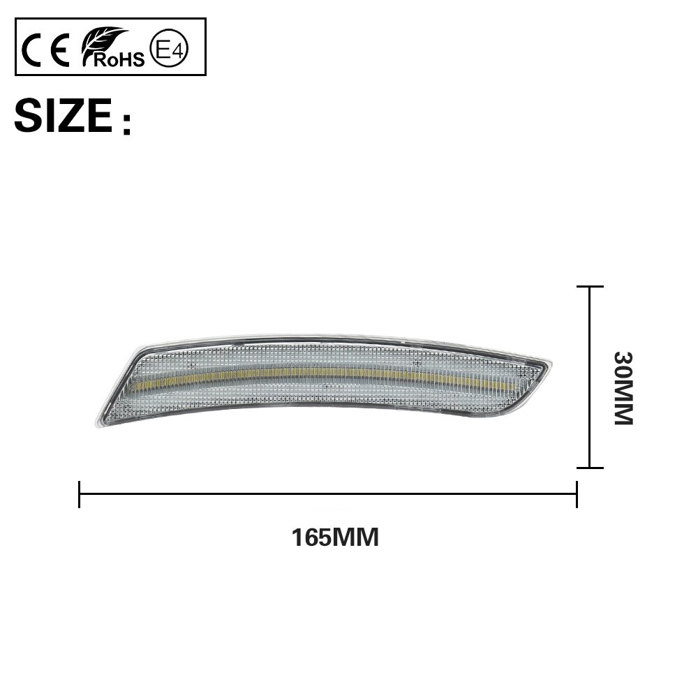 Luz de LED de posición lateral ámbar de parachoques delantero, 2 uds., transparente para Cadillac ATS CTS CTS-V 15-19