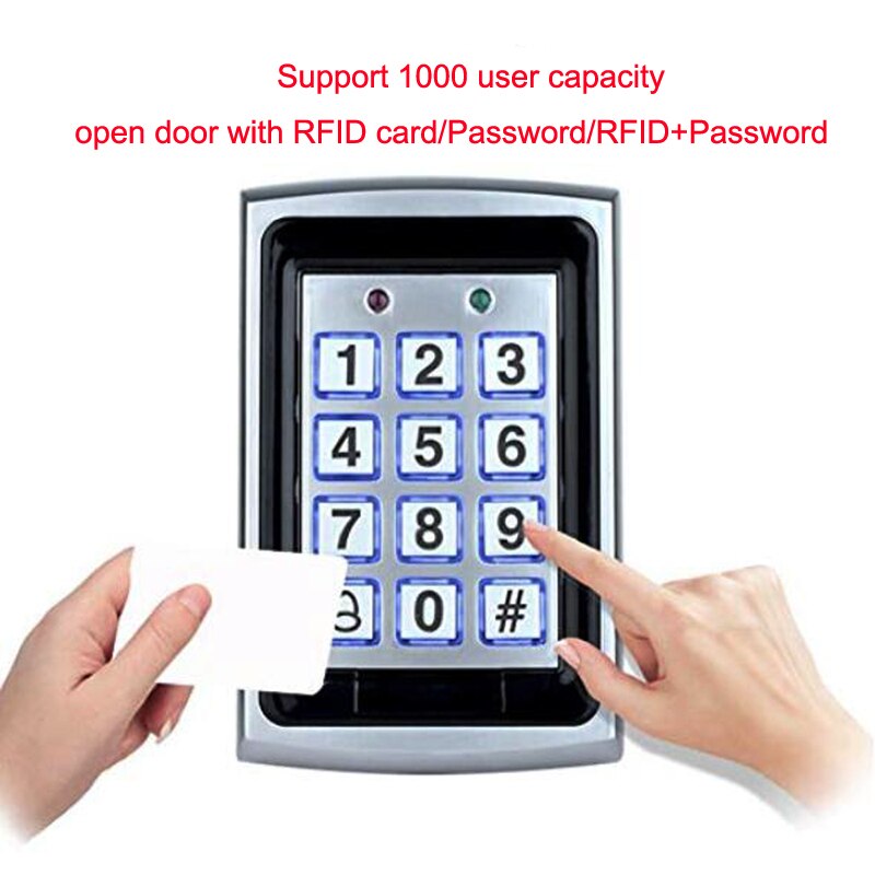 Waterproof Metal RFID Access Keypad With 1000 users 125KHz Card Reader Keypad Access System