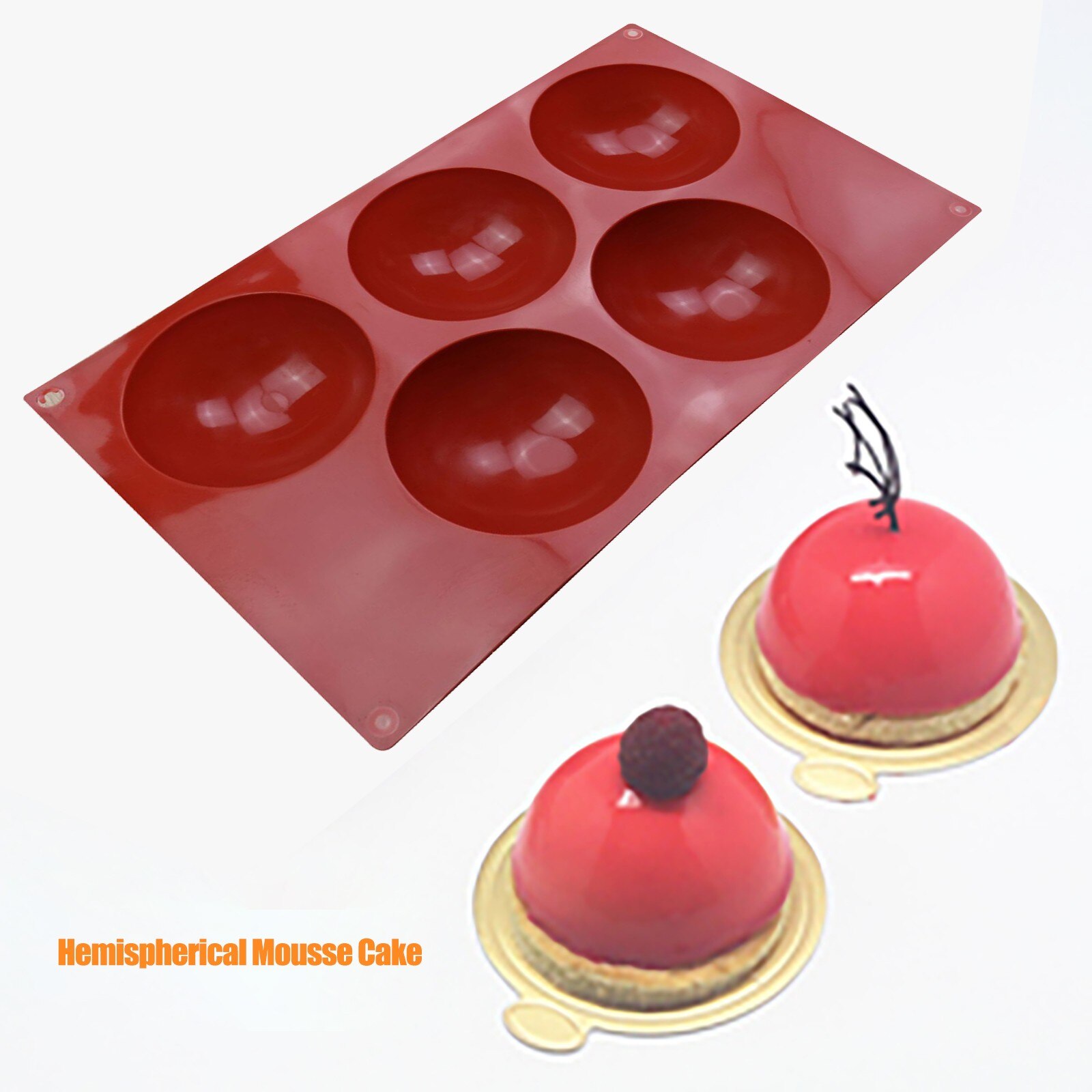 Extra Large 5-Cavity Semi Sphere Silicone Mold 1/2 Packs Kitchen Baking Mold For Making Cake Jelly Chocolate Molds Baking Tools: 1PCS