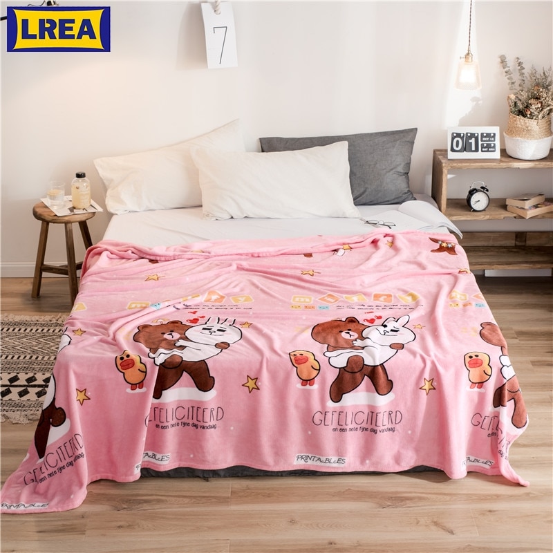 Lrea 4 Maten Roze Fleece Deken Voor Bed Winter Decoraties Voor Thuis Beddengoed Kinderen Bed Cover Sprei Deken