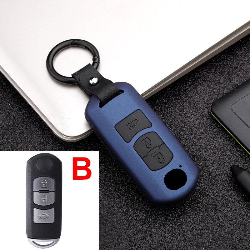 ABS+Silicone Car Remote Key Case Fob Cover For Mazda 2 3 6 Atenza Axela CX-3 CX3 CX-5 CX5 CX 5 CX7 CX8 CX9 MX5: B Blue