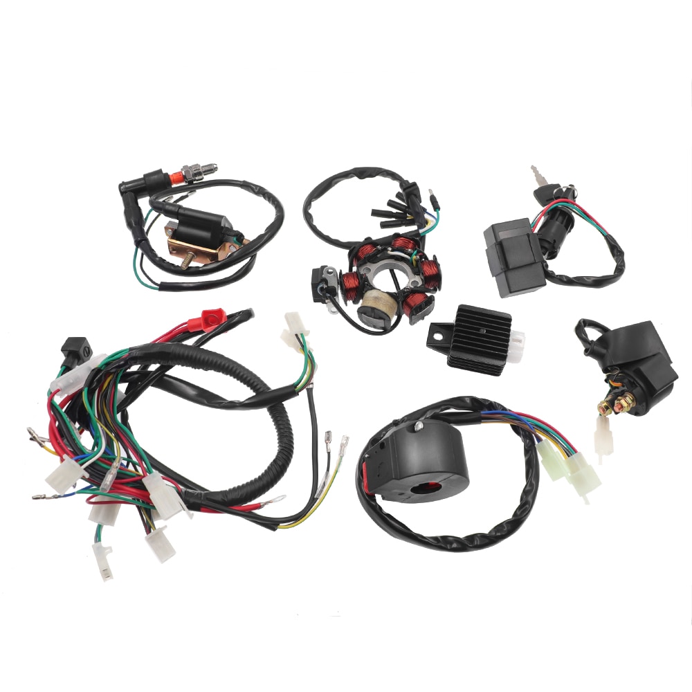 Start Electric Assembly Wiring for 50cc 70cc 90cc 110cc 125cc Motorcycle Dirt Bike ATV Quad Wire Harness