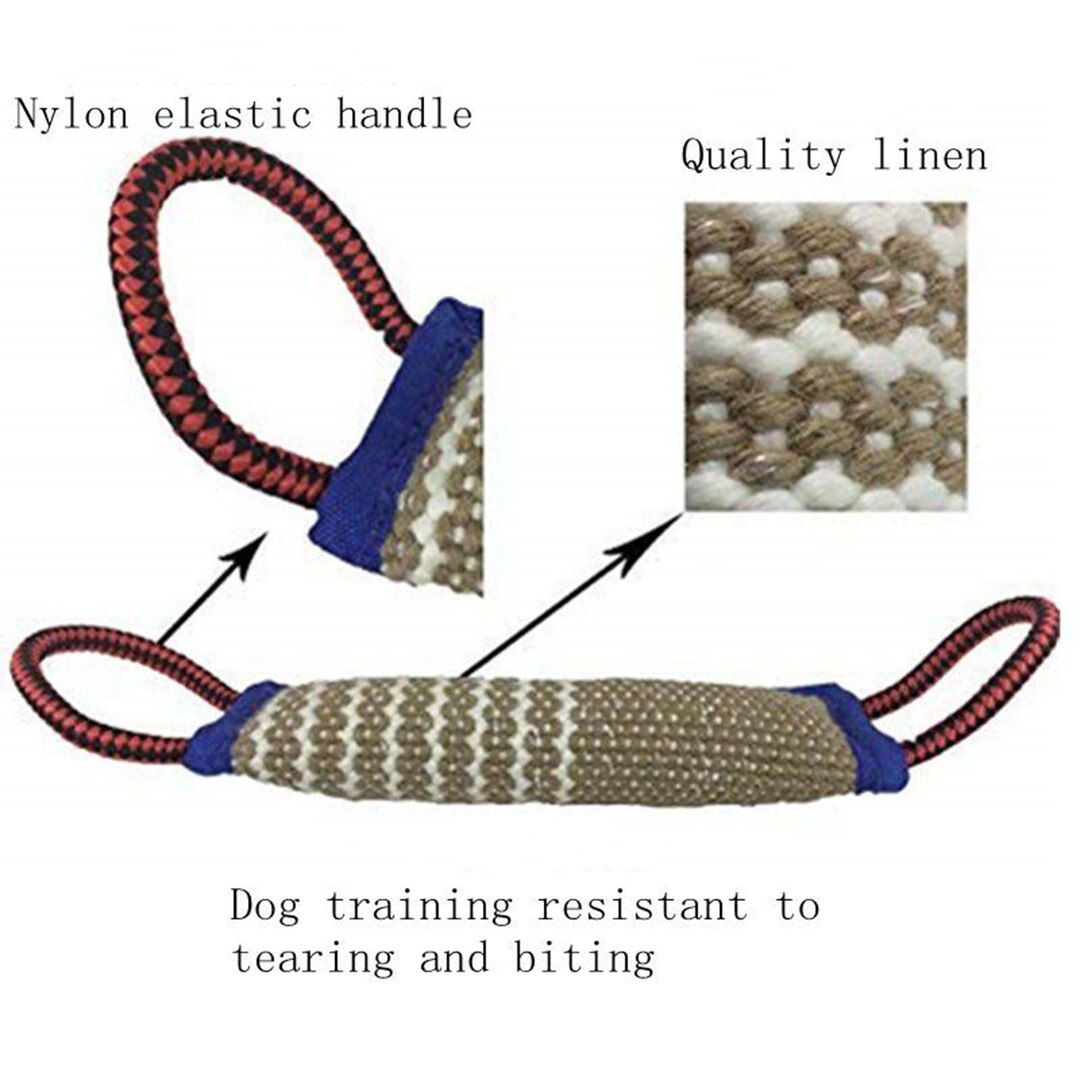 Durable Dog Chewing Toy Jute Pet Bite Tug Pillow With 2 Rope Handles Malinois German Shepherd Training Chew Toys For Large Dogs