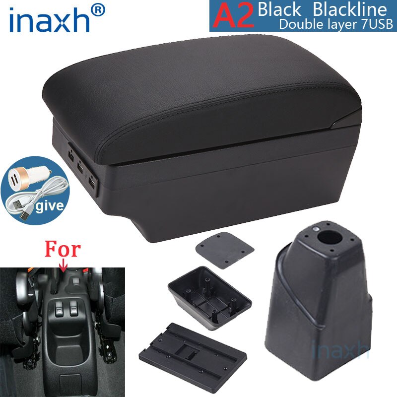 Para PEUGEOT 206 reposabrazos Interior piezas compartimento de reposabrazos para coche modificación Caja de almacenaje de piezas de accesorios de coche Interior con USB LED
