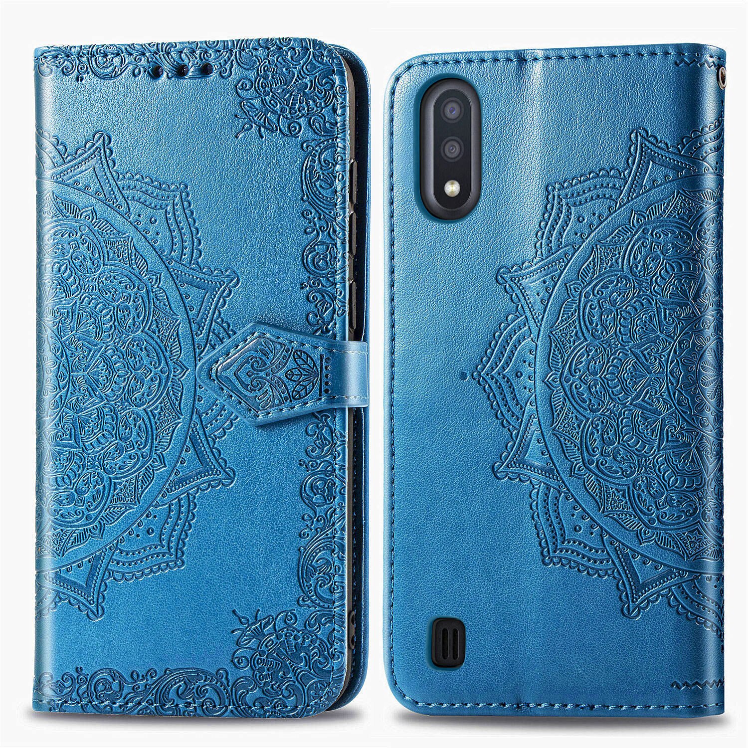 M01 Case on for Samsung Galaxy M01 Case Flip Leather 3D Mandala Flower Case For Samsung M 01 SM-M015G/DS SM-M015F/DS Case Cover
