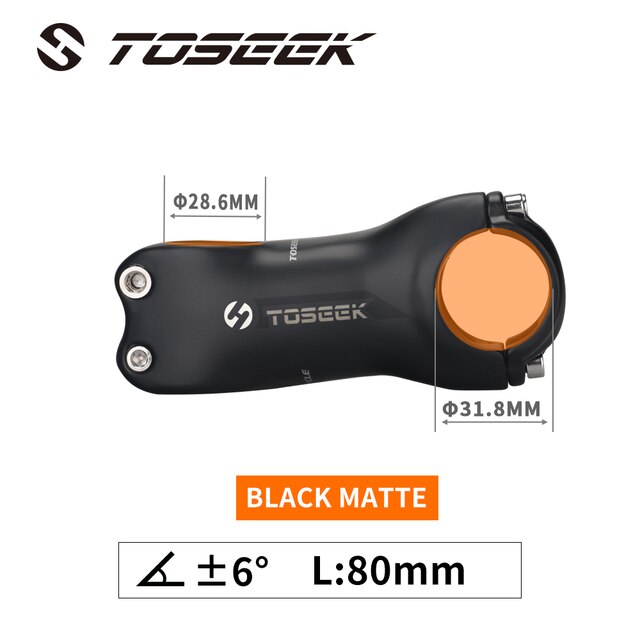 TOSEEK Super Light Full Carbon Fibre Bicycle Stem Bike Parts Matte Angle 6 / 17 Degrees Length 70/80/90/100/110/120/130mm: 6 Degrees 80mm