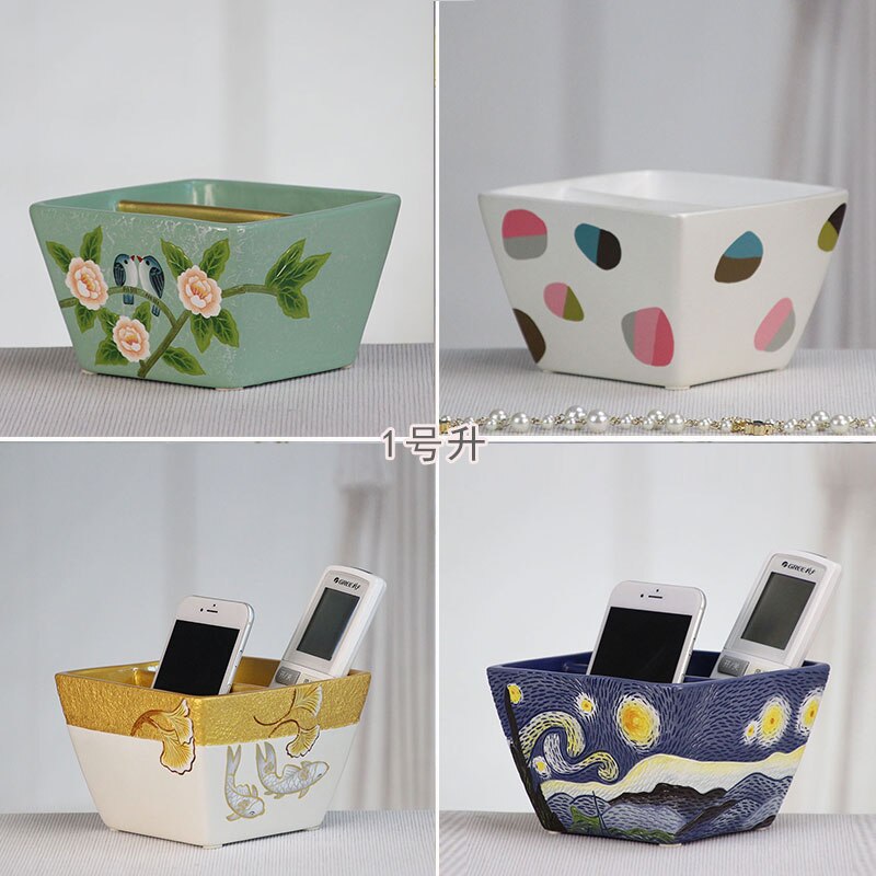 Caja de cerámica nórdica para guardar llaves, para sala de estar, restaurante, Control remoto, objetos pequeños, contenedor de almacenamiento multifuncional, decoración
