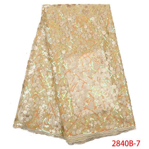 Organza Lace Fabric Fabric French Net Embroidery Sequins Tulle Fabric Lace for Wedding Dresses KS2840B-3: Picture 7