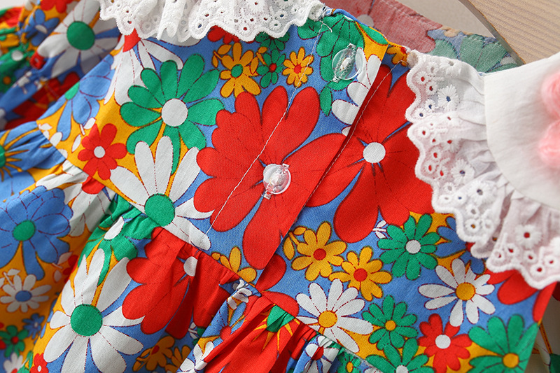2022 nuovi abiti a maniche lunghe autunnali ragazze da 1 a 4 anni fiori floreali abiti per bambini per ragazze vestiti per bambini in cotone ragazza