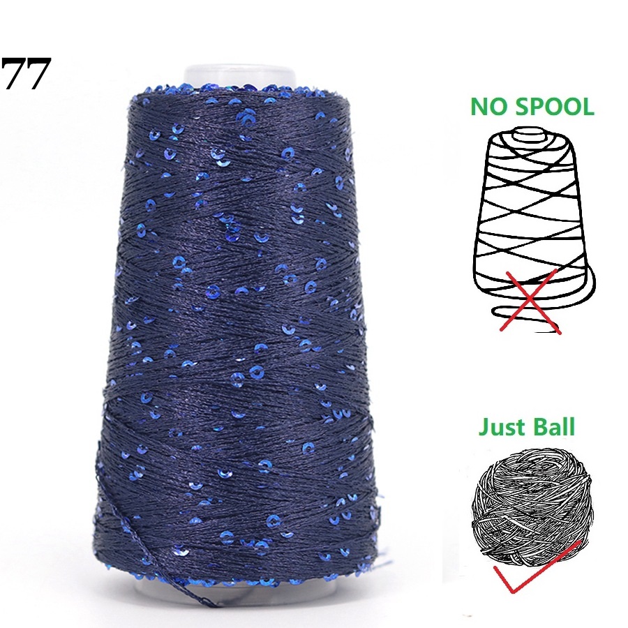 29 Color 50g/Ball /140M Sequins Cotton Yarn 6mm+3mm Special Glitter Match Thread DIY Accessories Rag Doll Knitting Lanas Crochet: GRAY