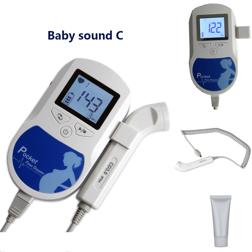 3.0 mhz doppler føtal pulsmåler hjemme graviditet baby føtal pulsmåler lcd display ingen stråling: Blå