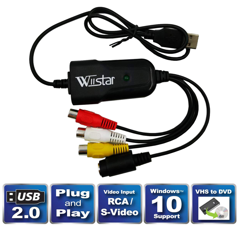 Wiistar Driver Free USB 2.0 Video Capture Card Capture for Windows 10/8/7/XP Capture Video Convert VHS