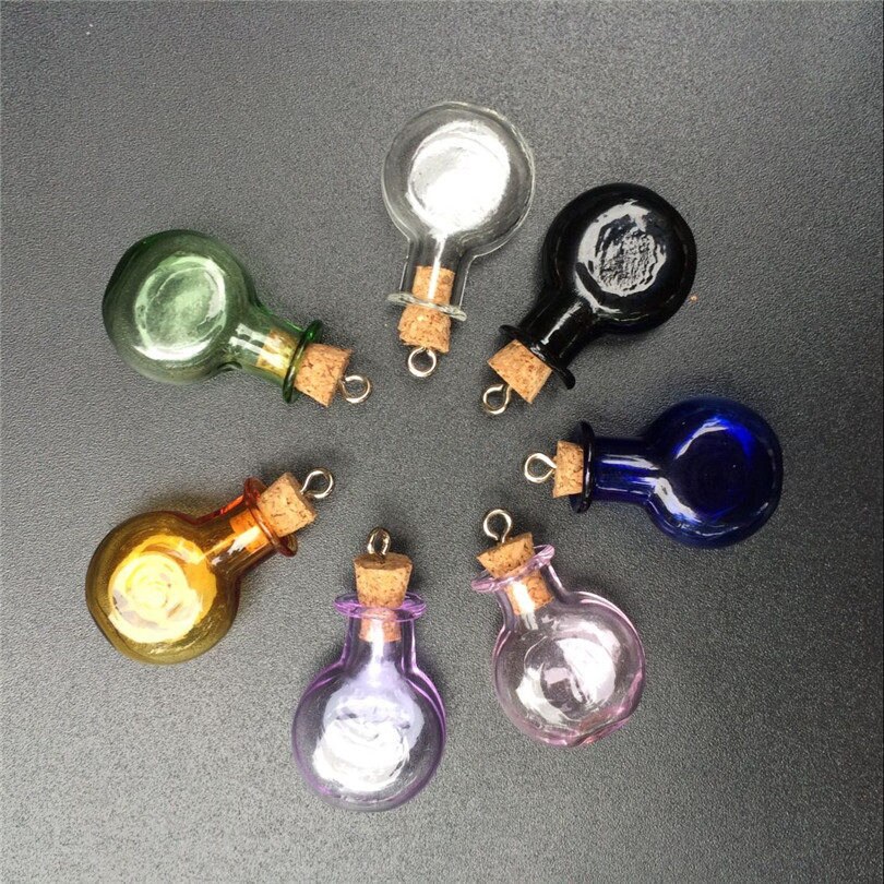 Mini Glass Round Bottles Pendant With Metal Loop S... – Grandado