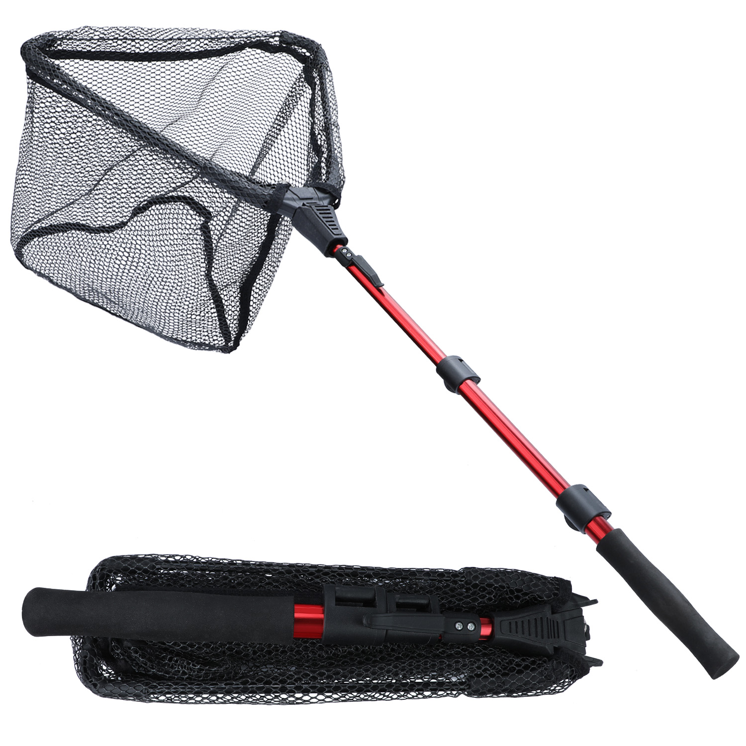 Sougayilang 65-112cm Telescoping Retractable Fishing Net Foldable Landing Net Pole Folding Landing Net for Fly Fishing Tackle