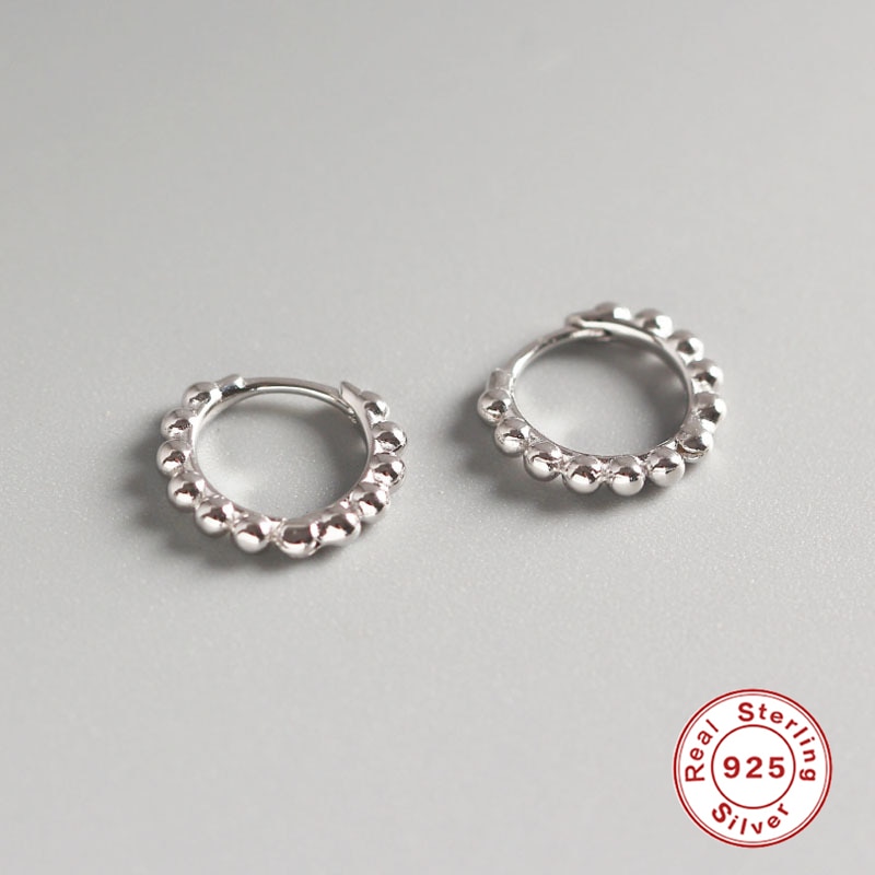 Roxi mini runde perler små øreringe til kvinder mænd bryllup øreringe usædvanlige 925 sterling sølv fine smykker pendientes: Sølv / 8mm