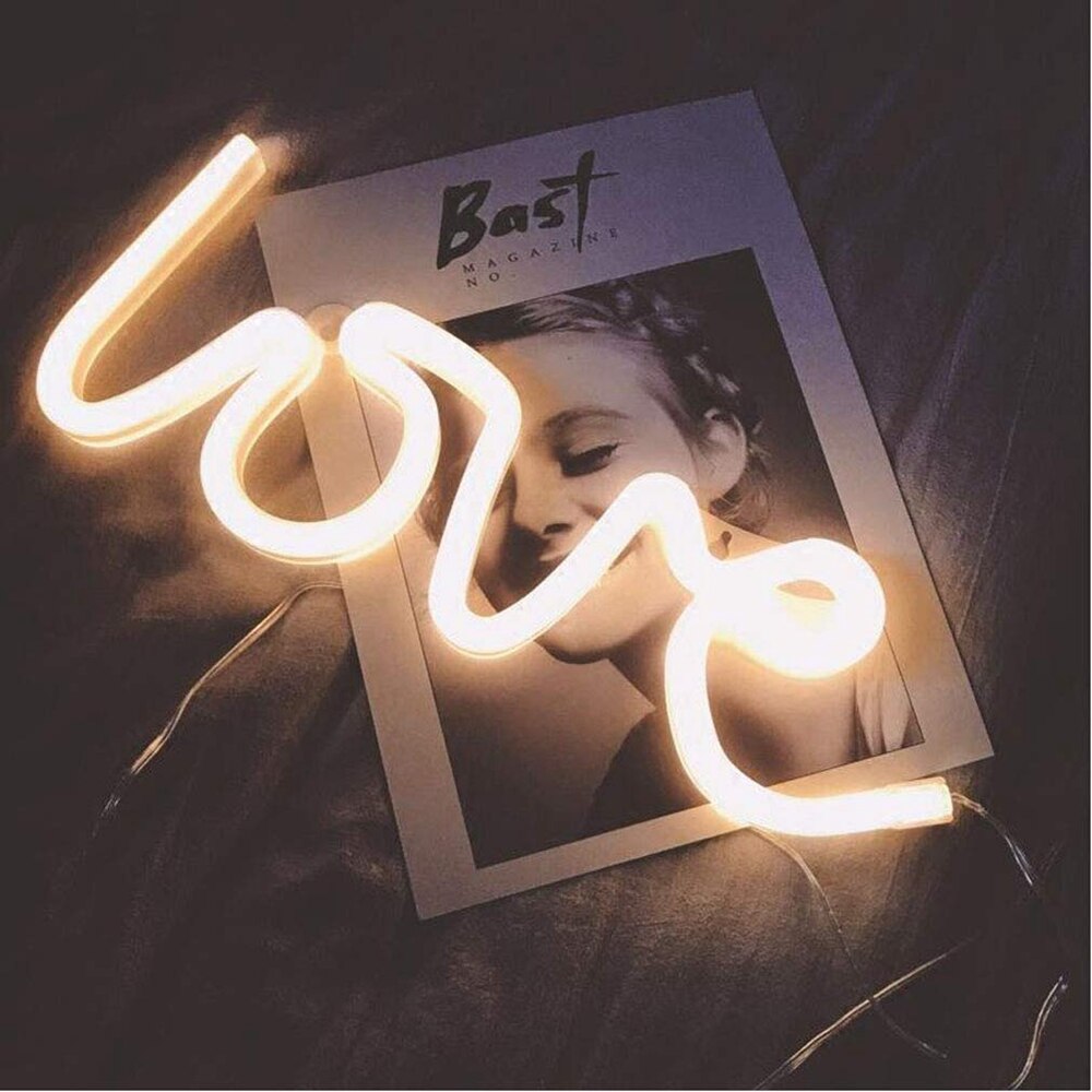 Led Neon Light Teken Liefde Shaped Wedding Party Decoratie Neon Lamp Valentijnsdag Anniversary Home Decor Night Lamp Gif