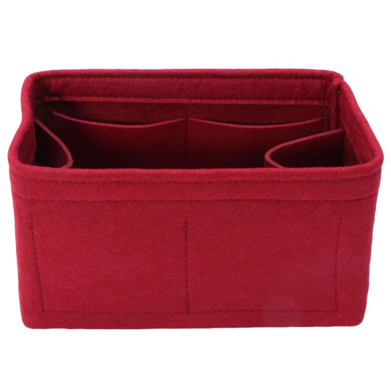 Nowe wielofunkcyjne kobiety filc wkładka torba makijaż torby kosmetyczne podróż wewnętrzna torebka przenośna torebka do przechowywania organizator Tote S/M/L: Bordowy / S