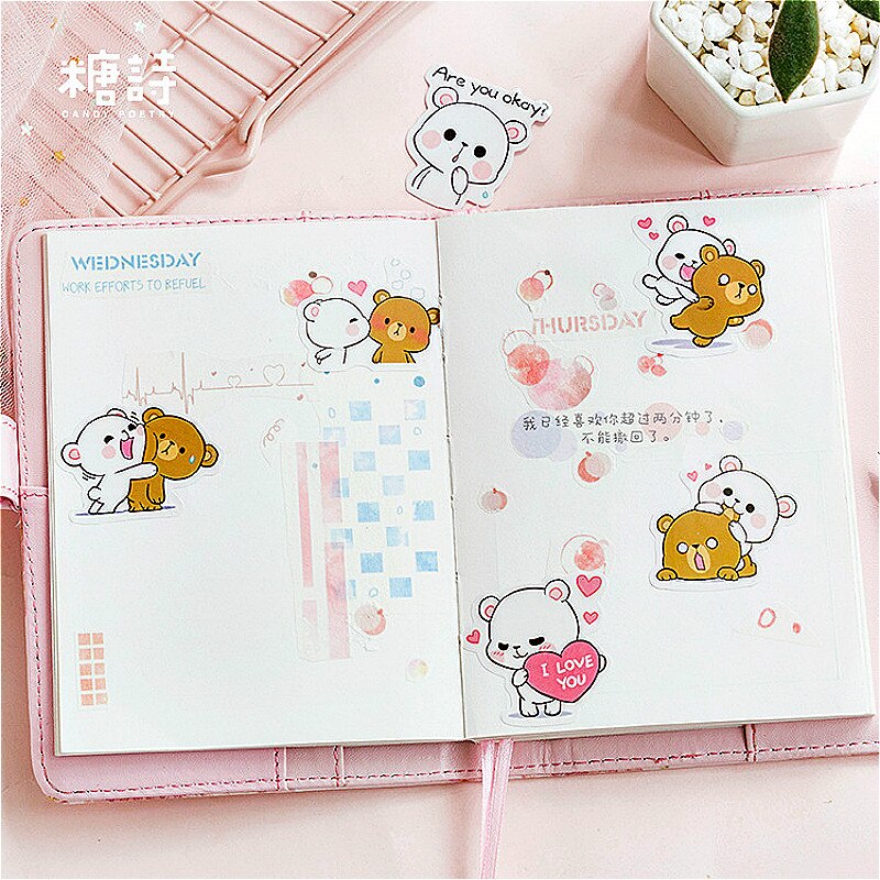 1 paquet dessin animé câlin ours bloc-Notes signets créatifs Notes autocollantes posté planificateur papeterie fournitures scolaires papeterie