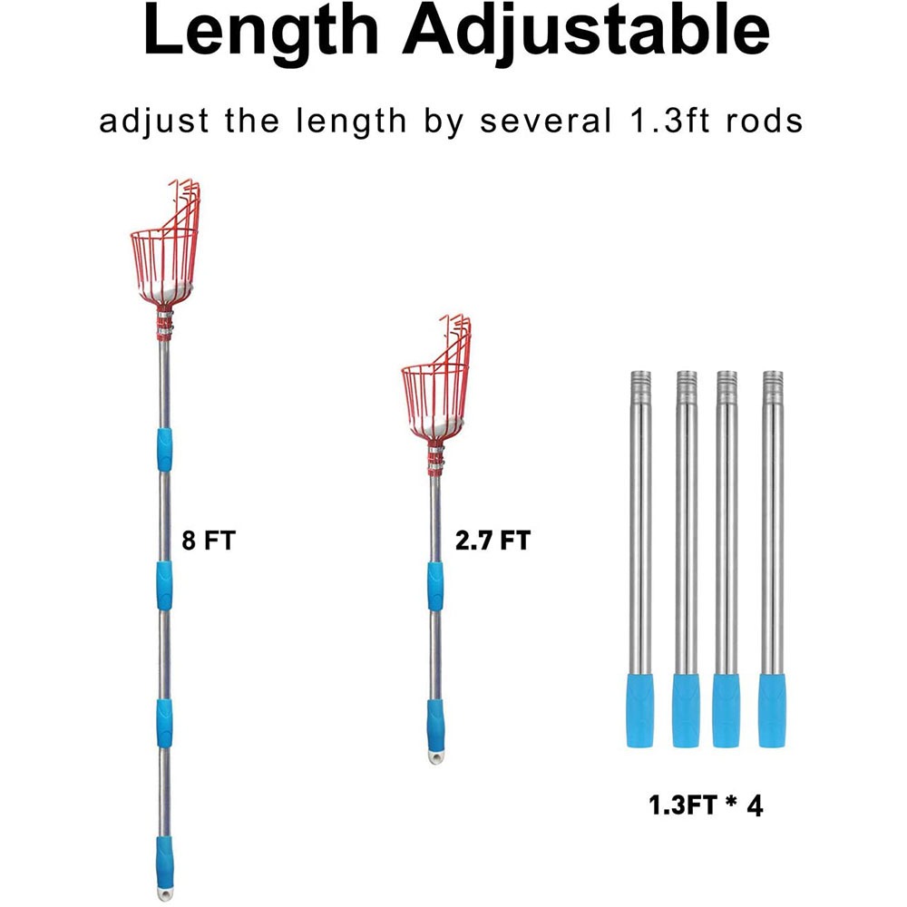 Ramasseur de fruits 260cm, panier profond réglable, pratique, collecteur de fruits, cueillette de pommes et de pêches, outils de jardin