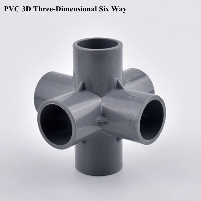 1Pc 20~50mm Grey PVC Pipe Connector 3/4/5/6-Ways Three Dimensional Joint, Aquarium Garden Watering Irrigation Water Tube Joint: Red / 3/4''