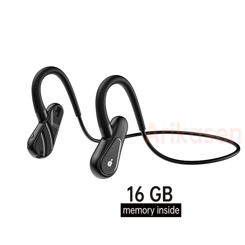 Music Player Wireless Headphones MP3 Bluetooth-Compatible Bone Conduction Open Ear Sweatproof Wireless Earphone with Microphone: black