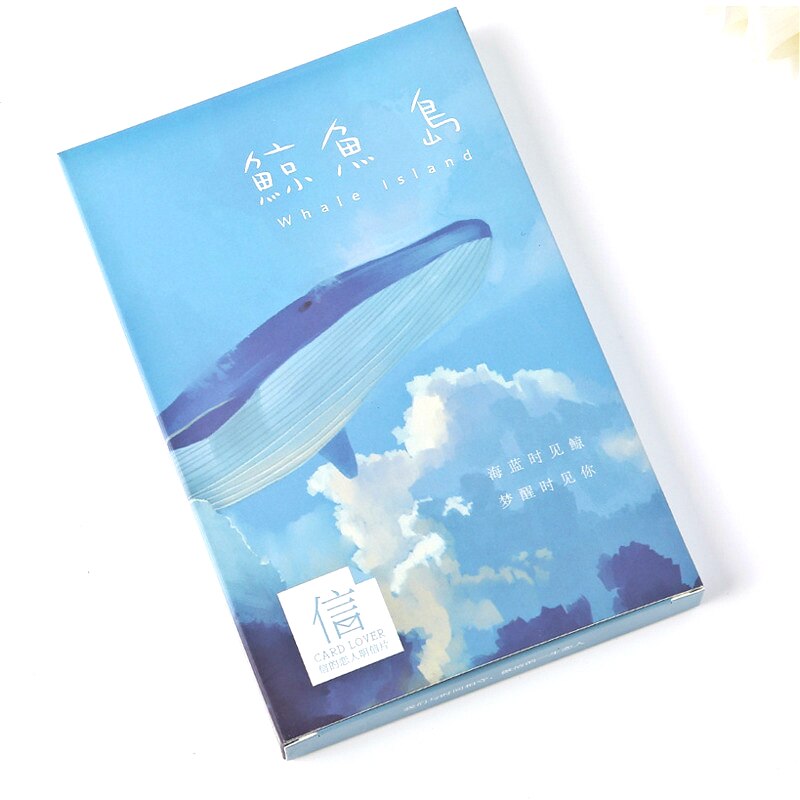 30pcs Box Paper Postcard Writable Retro Whale Island Notes Emotional Journal Memo Scrapbook Greeting Card Cute Decoration
